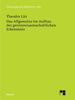 cover image of Das Allgemeine im Aufbau der geisteswissenschaftlichen Erkenntnis